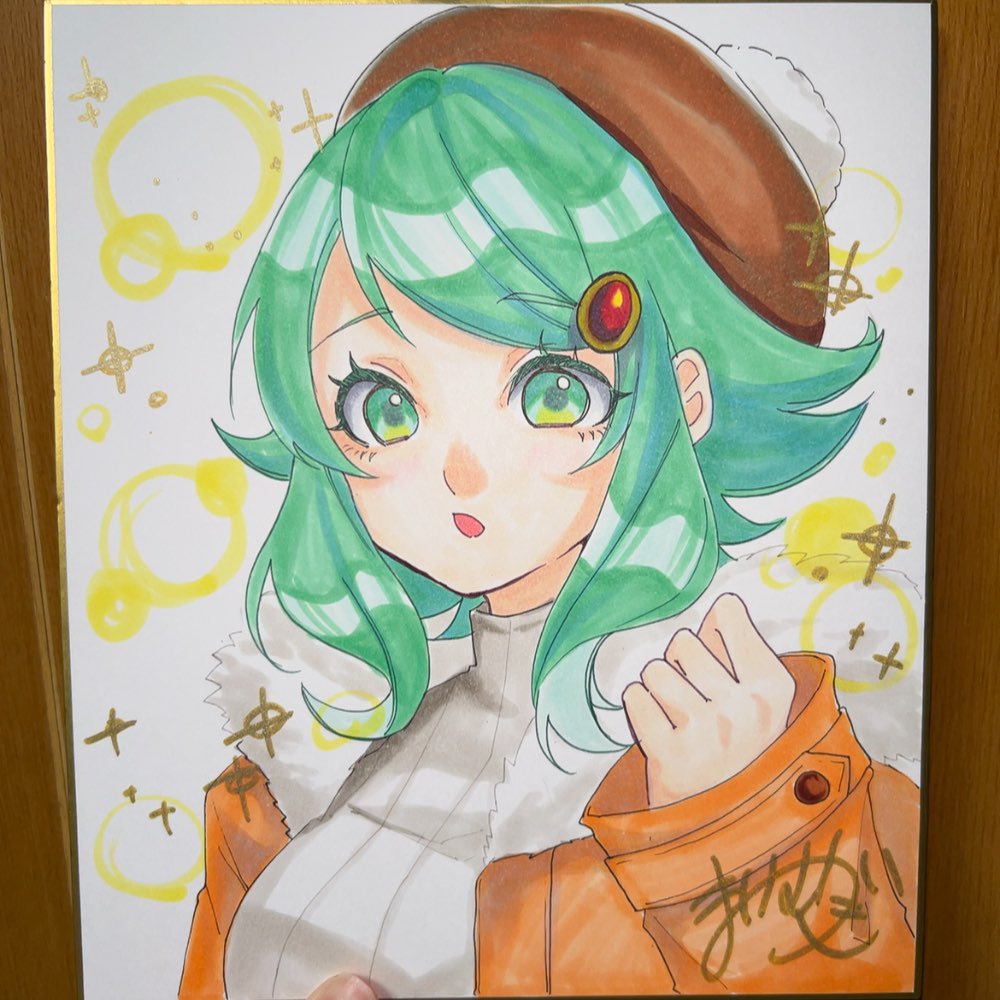 「こちら明日持っていく色紙2枚目です!冬服GUMIちゃーん!#ボカスト #GUMI」|まいむぎのイラスト