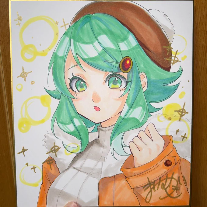 こちら明日持っていく色紙2枚目です!冬服GUMIちゃーん!#ボカスト #GUMI 