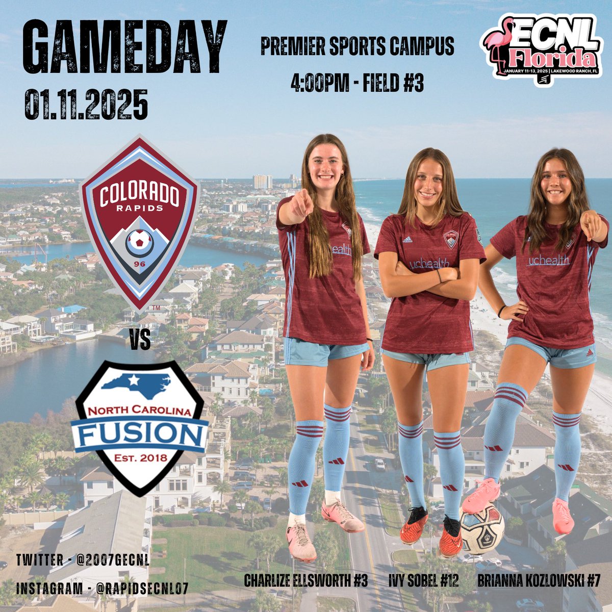 It’s Gameday in Florida! Come check us out! <a href="/RapidsYouthClub/">Rapids Youth Soccer</a> <a href="/ECNLgirls/">ECNL Girls</a> <a href="/TopDrawerSoccer/">TopDrawerSoccer</a> <a href="/ImCollegeSoccer/">College Soccer Truth ™</a> <a href="/ImYouthSoccer/">ECNL/GA/Recruiting/College Soccer</a>