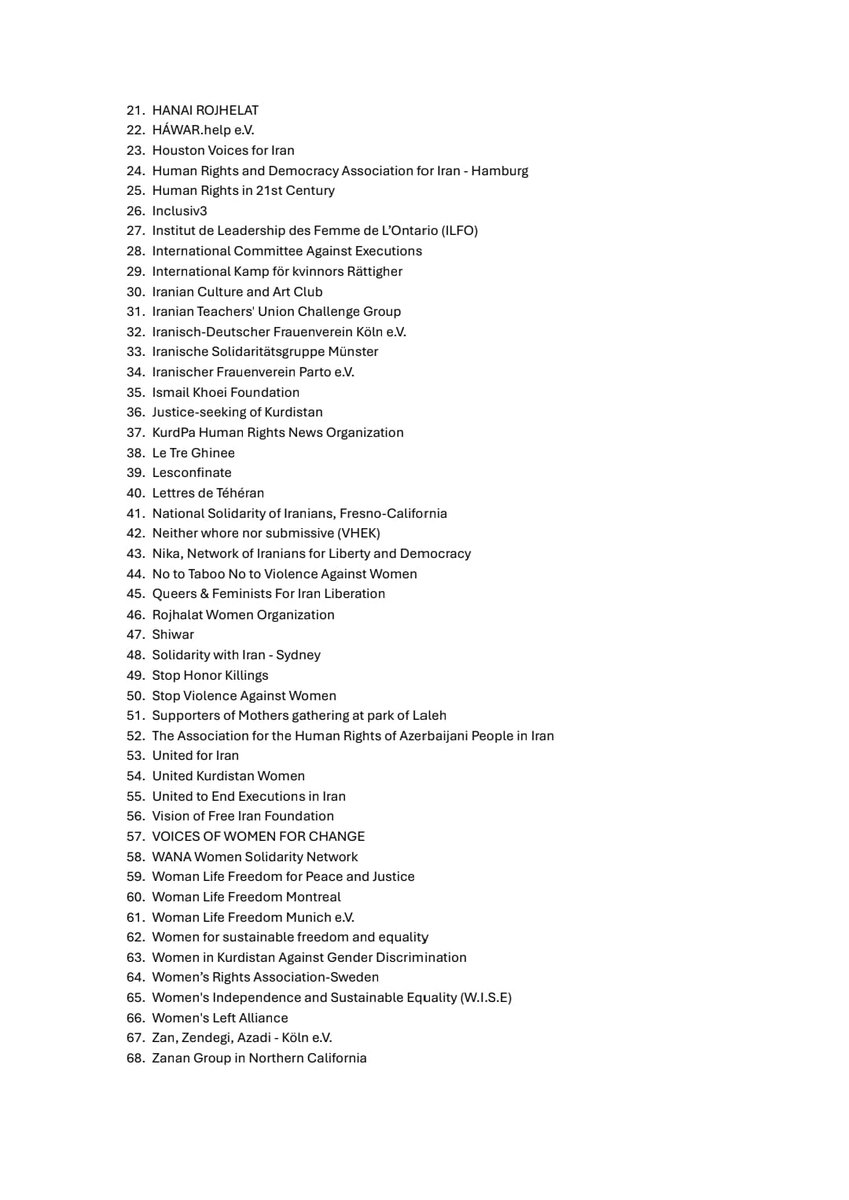 shivamahbobi's tweet photo. Joint Statement: 68 Human  Rights Organizations Urge the International Community to Pressure regime to Revoke the Death Sentence for #PakhshanAzizi 
بیانیه مشترک ۶۸ تشکل مدافع حقوق بشر به دولتها و سازمانهای جهانی با درخواست لغو حکم اعدام #پخشان_عزیزی 

 #ps752justice https://t.co/LnuTkvX7jO