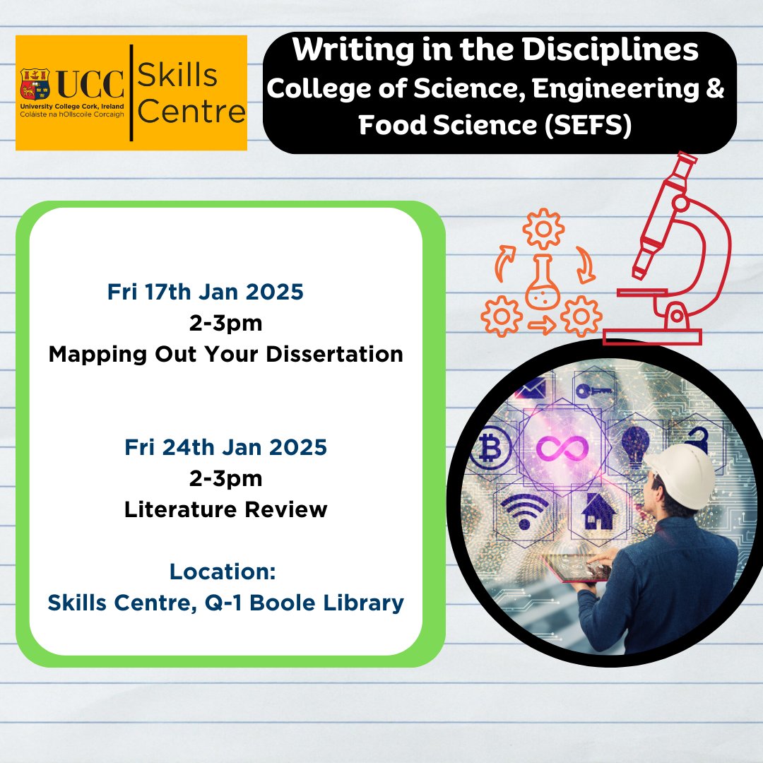 UCC Skills Centre πποΈ (@uccskills) on Twitter photo Final year Undergrads and Postgraduate students! We are excited to once again have these special workshops on for January. Designed by our tutor team from across the four colleges! Start your semester strong! <a href="/CACSSS1/">UCC Arts, Celtic Studies and Social Sciences</a> <a href="/CBLUCC/">UCC Business and Law</a> <a href="/SEFSUCC/">SEFS@UCC</a> <a href="/UCCMedHealth/">UCC Medicine & Health</a> Final year Undergrads and Postgraduate students! We are excited to once again have these special workshops on for January. Designed by our tutor team from across the four colleges! Start your semester strong! <a href="/CACSSS1/">UCC Arts, Celtic Studies and Social Sciences</a> <a href="/CBLUCC/">UCC Business and Law</a> <a href="/SEFSUCC/">SEFS@UCC</a> <a href="/UCCMedHealth/">UCC Medicine & Health</a>