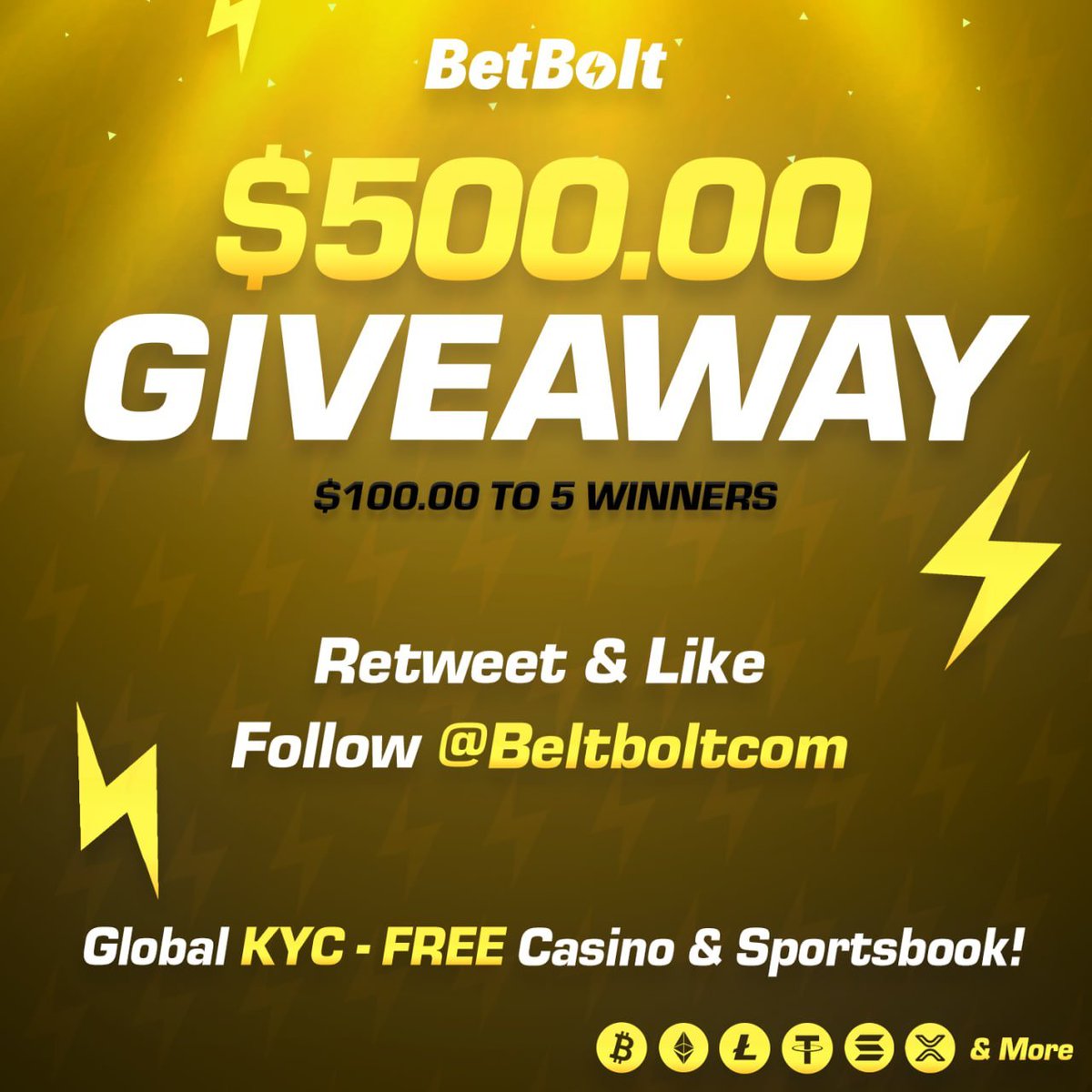 Tomas1120_'s tweet photo. 💰 $100 x 5 WINNERS GIVEAWAY 💰

➡️ TO ENTER:

✅ Follow me &amp; @betbolt
✅ Retweet &amp; Like

🫡 Winners will get tips on https://t.co/qdZGFubtUp (fully withdrawable)

⏰ Giveaway ends in 7 days! https://t.co/0DBOw9eCUU