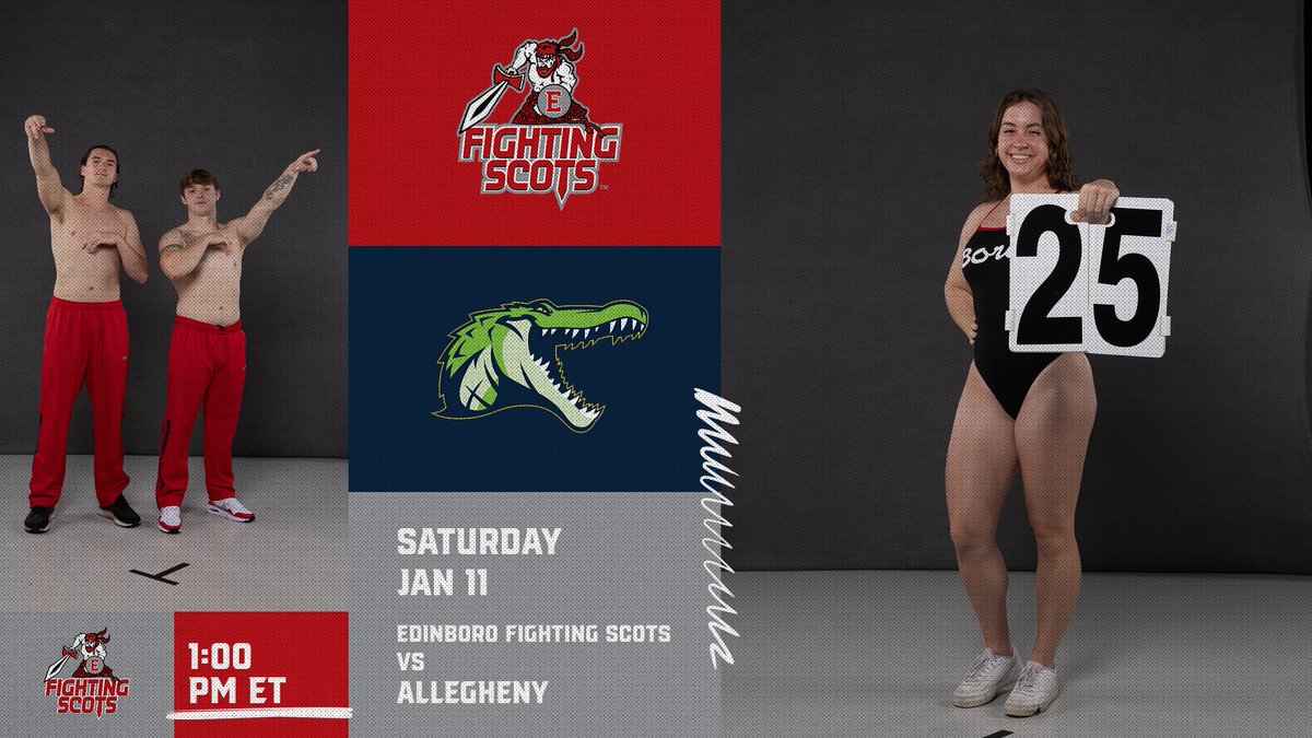 Edinboro Athletics (@boroathletics) on Twitter photo The <a href="/Boroswimming/">Edinboro Swimming</a> team is back in the pool.
🆚 Allegheny
📌Edinboro, Pa. | McComb Fieldhouse
🕧1 PM The <a href="/Boroswimming/">Edinboro Swimming</a> team is back in the pool.
🆚 Allegheny
📌Edinboro, Pa. | McComb Fieldhouse
🕧1 PM
