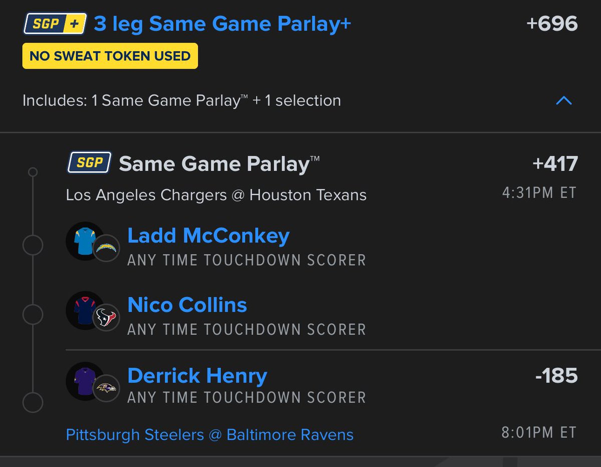 TripleTeamBets's tweet photo. Ok y’all here is what we got for today’s wild card match ups let’s cash out today. 
ATTD Parlay 
Best Bet Parlay
Lotto

Like if you tally
#DraftKings #Fanduel #Chargers #Texans #Ravens #Steelers https://t.co/kNRX46uUtK