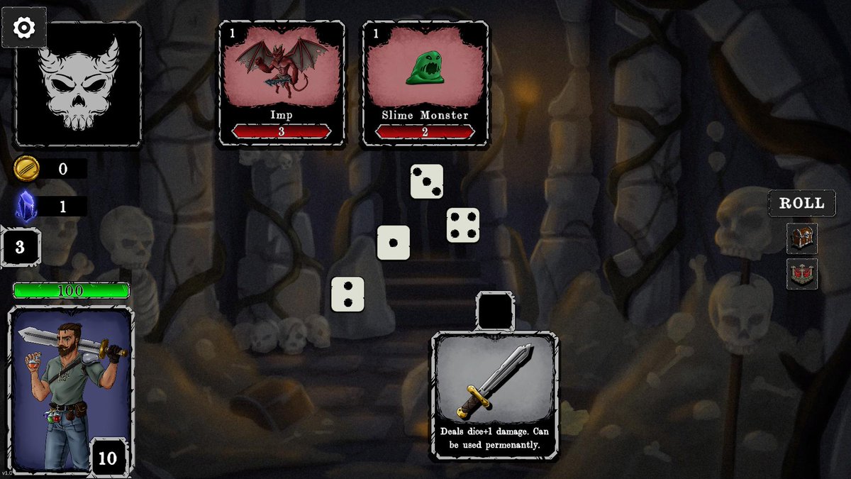 tabletale_games's tweet photo. Happy #screenshotsaturday 

You Die Today!  A dungeon crawler deck building dice game inspired by tabletop fantasy games.   Wishlist now on Steam:

https://t.co/c38SrlYdKv https://t.co/WATqu7cidL