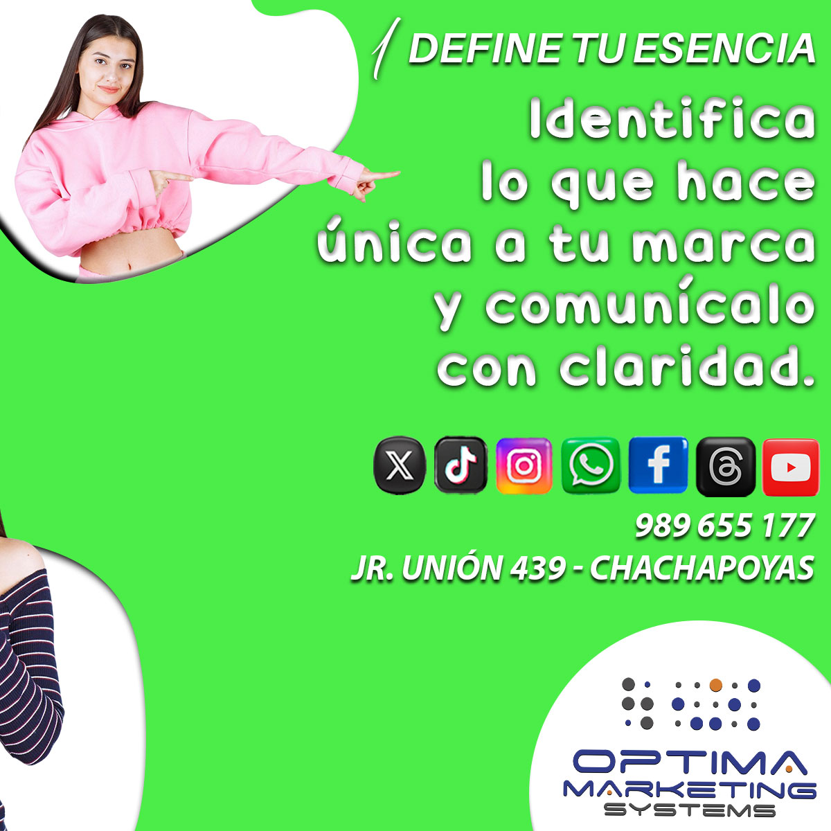 OptimaSystemsPe's tweet photo. "¿Quieres que tu marca sea inolvidable? 💡
Hacer tu marca memorable en redes sociales no es cuestión de suerte, ¡es cuestión de estrategia! 🚀
📍 Estamos en Jr. Unión 439, Chachapoyas
📞 +51 989 655 177
#MarcaMemorable #ImpactoDigital #MarketingConResultados #Chachapoyas https://t.co/EbJA1NSQNV