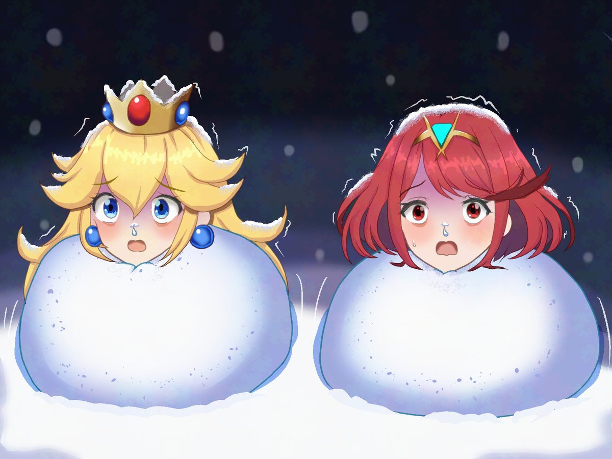 寒い日の雪だるまづくり