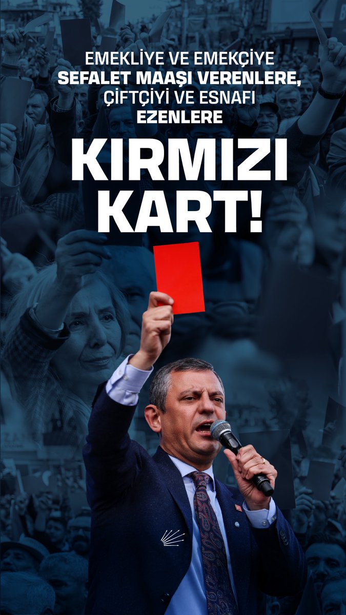 Emekliye ve emekçiye sefalet maaşı verenlere, çiftçiyi ve esnafı ezenlere kırmızı kart gösteriyoruz!

Türkiye İttifakı kırmızı kartı çekip halkın iktidarını kuracak!🇹🇷 #İktidaraKırmızıKart
