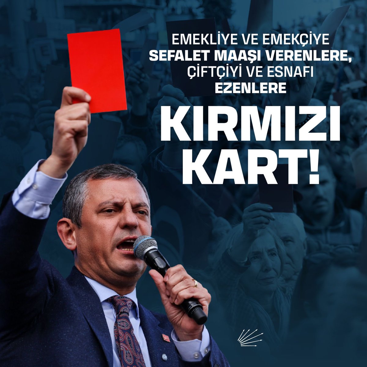 alimahir's tweet image. Emekliye ve emekçiye sefalet maaşı verenlere, çiftçiyi ve esnafı ezenlere kırmızı kart gösteriyoruz!

Türkiye İttifakı kırmızı kartı çekip halkın iktidarını kuracak!🇹🇷 
#İktidaraKırmızıKart