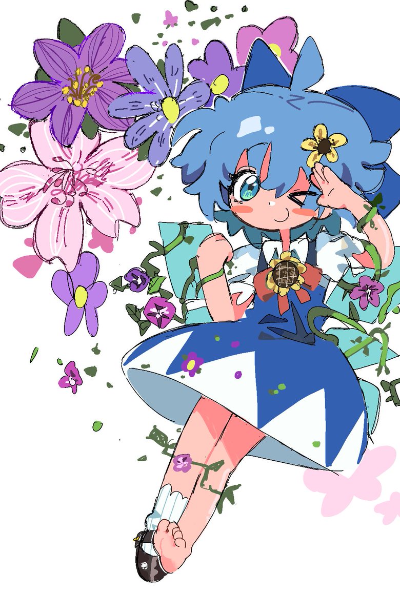 kuzucirno's tweet photo. Salute from Cirno(with a perfect tan)🫡🧊
#チルノ　#イラスト　#日焼げチルノ　#東方Project
#cirno #touhou https://t.co/BPxVNpmyaF