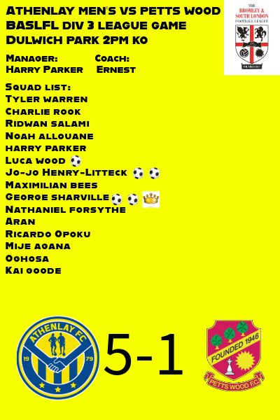 Athenlay FC (@athenlay_fc) on Twitter photo First league game of the new year. Good result with the tough conditions. Back to top of the table. <a href="/BASLFL/">B&SL Football league</a> First league game of the new year. Good result with the tough conditions. Back to top of the table. <a href="/BASLFL/">B&SL Football league</a>