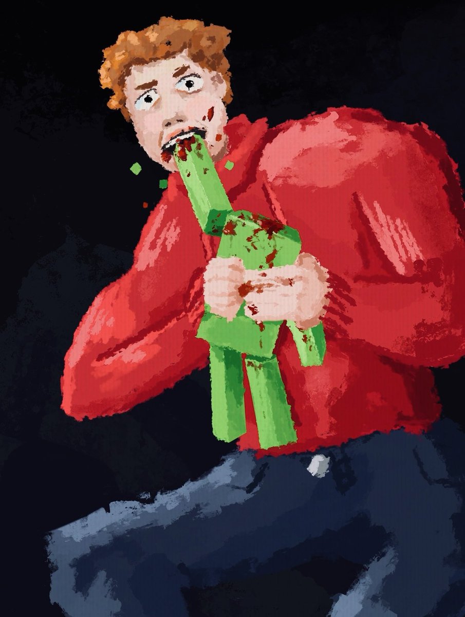 TommyInnit Devouring Dream, oil on canvas, 2025