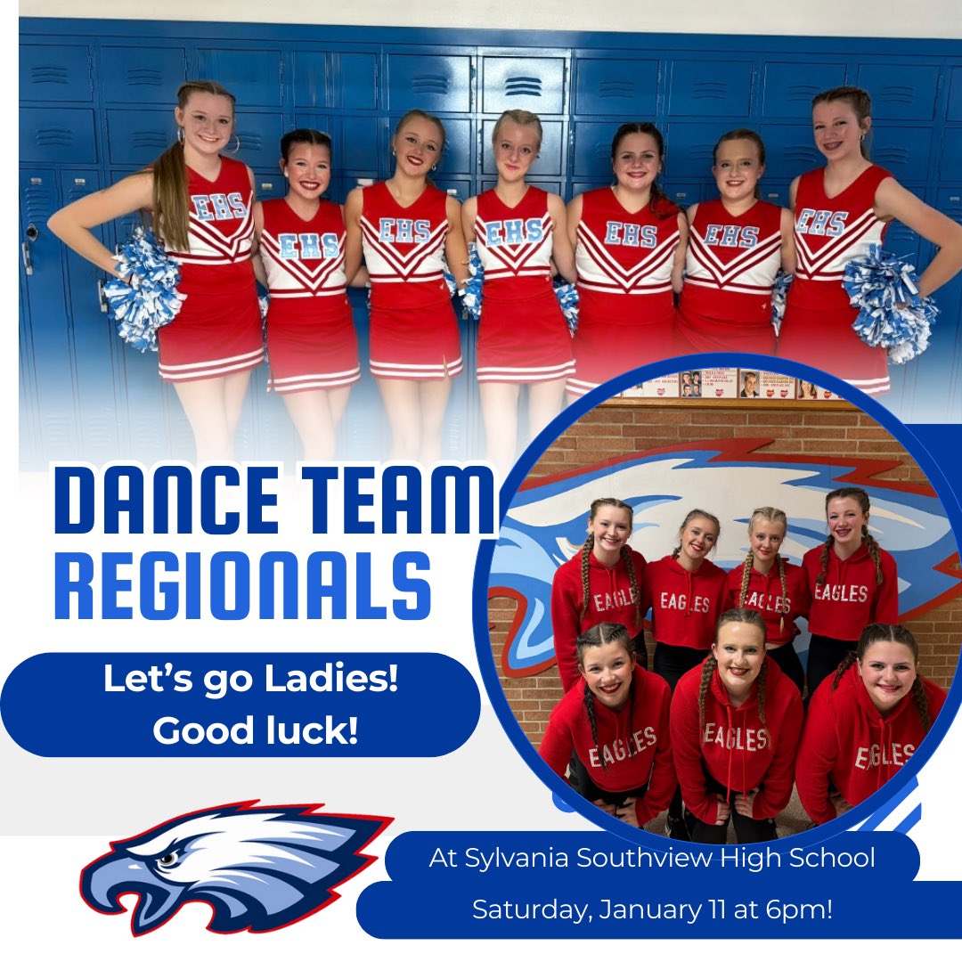 EHSVarsityDance's tweet photo. Good luck to the Dance team today as they compete in the OASSA regional competition at Sylvania Southview starting at 6pm! https://t.co/UFmXv4Pw2u