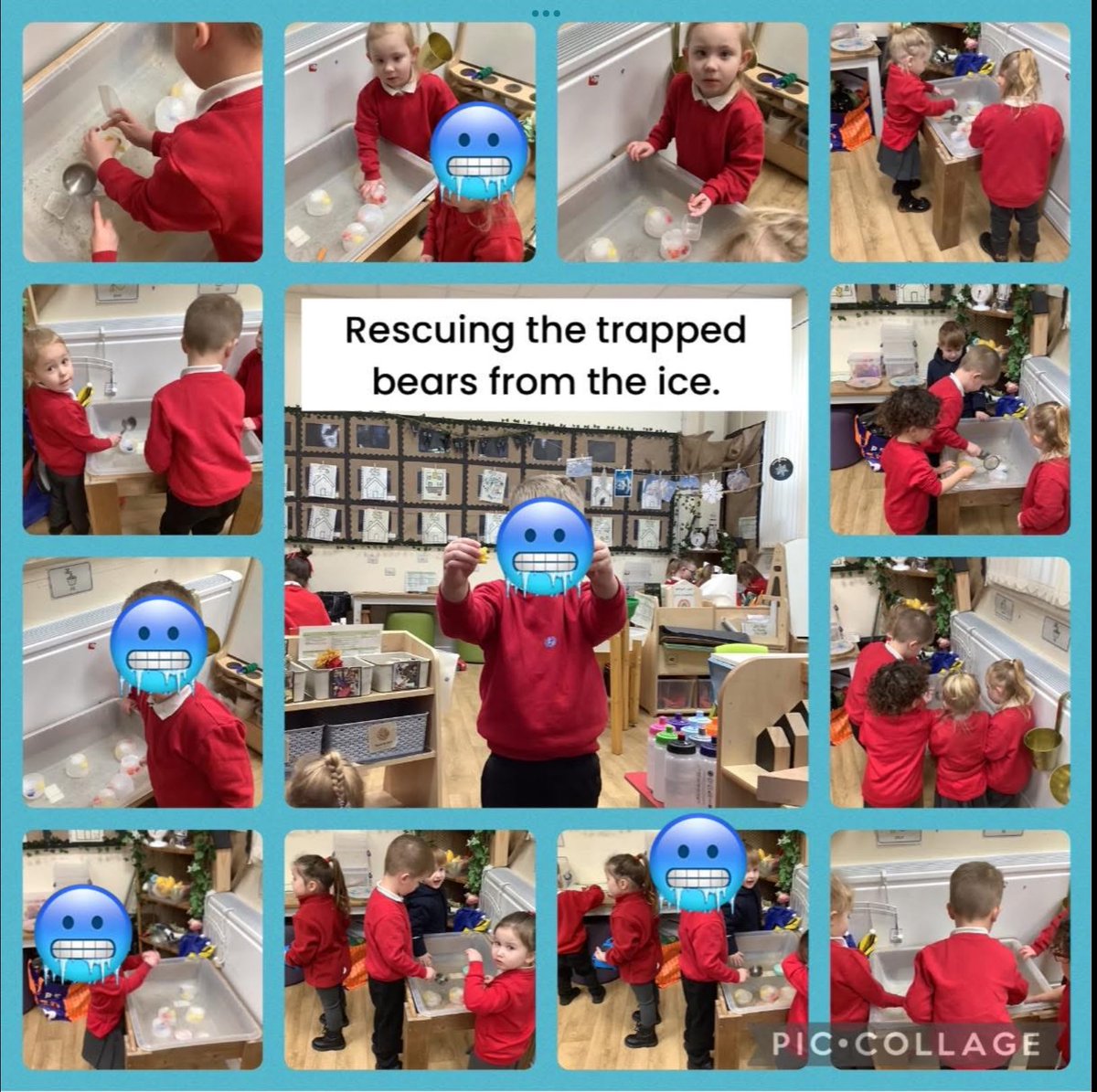 Ice play in the nursery classroom.🥶❄️