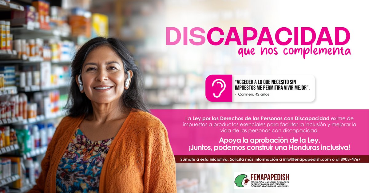 Apoya la Ley por los Derechos de las Personas con #Discapacidad para que los medicamentos y equipos médicos sean accesibles para todos.
📌¡Súmate a la campaña! Más información: ✉info@fenapapedish.com 📞8903-4767. ¡Juntos, podemos construir una Honduras inclusiva!
