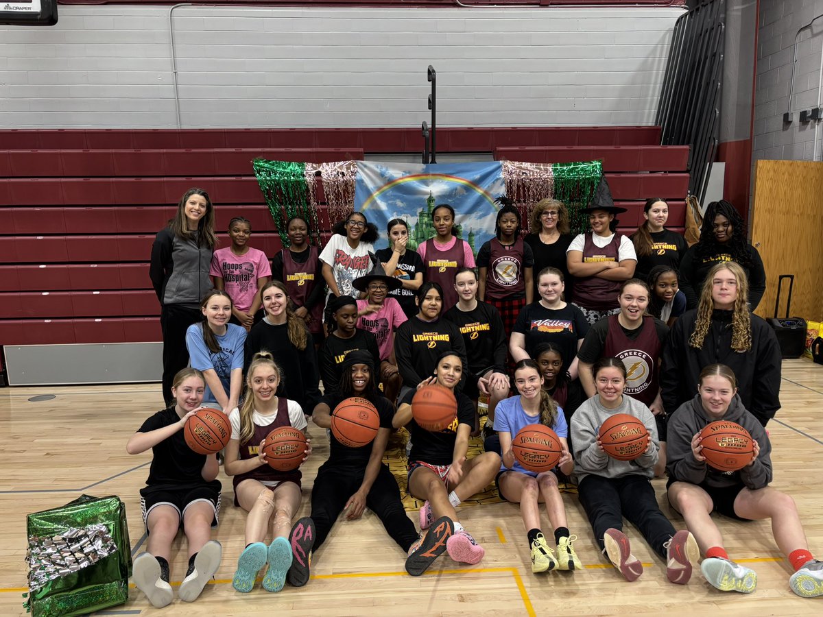 A big shout out to Coach Padulo for organizing a Wicked movie theme Greece Lighting Girls Basketball program practice!  Our Varsity, JV and Modified teams together in one gym having fun working on some basketball skills. 🏀<a href="/GreeceArcadia/">Greece Arcadia HS</a> <a href="/MrJamesReaves/">James.Reaves</a> <a href="/GreeceOlympia/">Olympia Spartans</a>