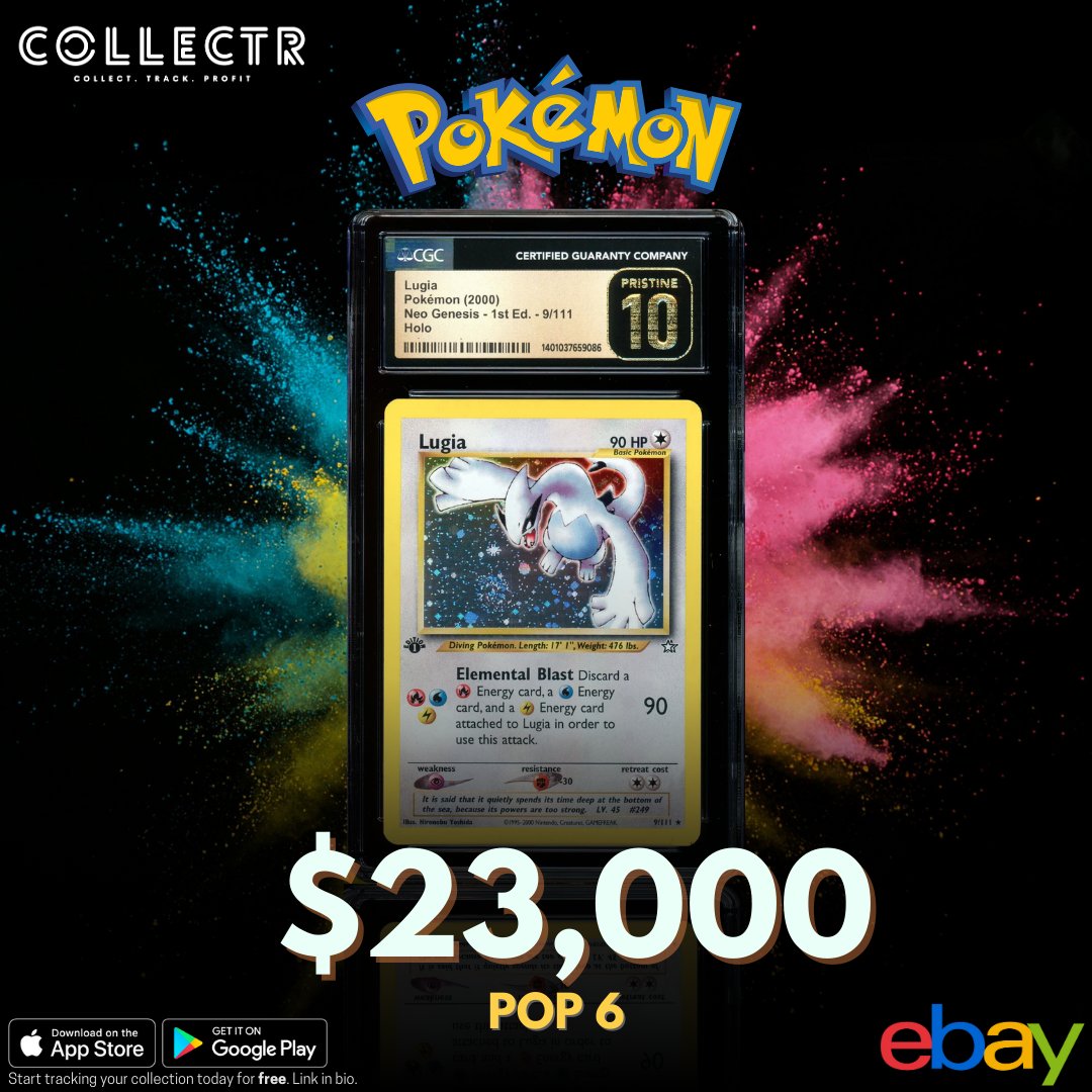 A #CGC 10 Pristine #Lugia 1st Edition Holo from the #NeoGenesis just sold on #eBay for $23,000. #pokemontcg #collectibles #pokemoncards #pokemoncommunity #pokemoncollector #PokemonCollection #PokemonCardCollector #PokemonCardGame #PokemonCardArt A #CGC 10 Pristine #Lugia 1st Edition Holo from the #NeoGenesis just sold on #eBay for $23,000. #pokemontcg #collectibles #pokemoncards #pokemoncommunity #pokemoncollector #PokemonCollection #PokemonCardCollector #PokemonCardGame #PokemonCardArt