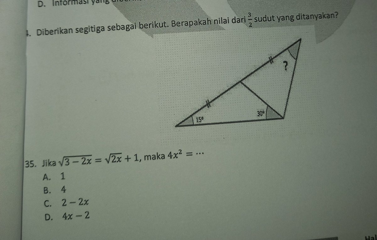 halo temen" ada yang bisa nyelesain soal ini, ngga ya? 🙆‍♀️🙆‍♀️ 
aku dikasih pembahasan sama guru caranya panjaaang bgtt kaya ga mungkin klo di snbt pake cara itu 😔😔