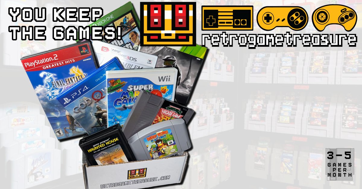 RGTreasure's tweet image. We're Celebrating 10 Years!  New Subscribers can get $5 off their first month to try us out!  Use code "FUN5" at checkout.

#subscriptionbox #retrogames
The Classic Video Game subscription box!
retrogametreasure.com
Celebrating 10 years!
Select your Consoles