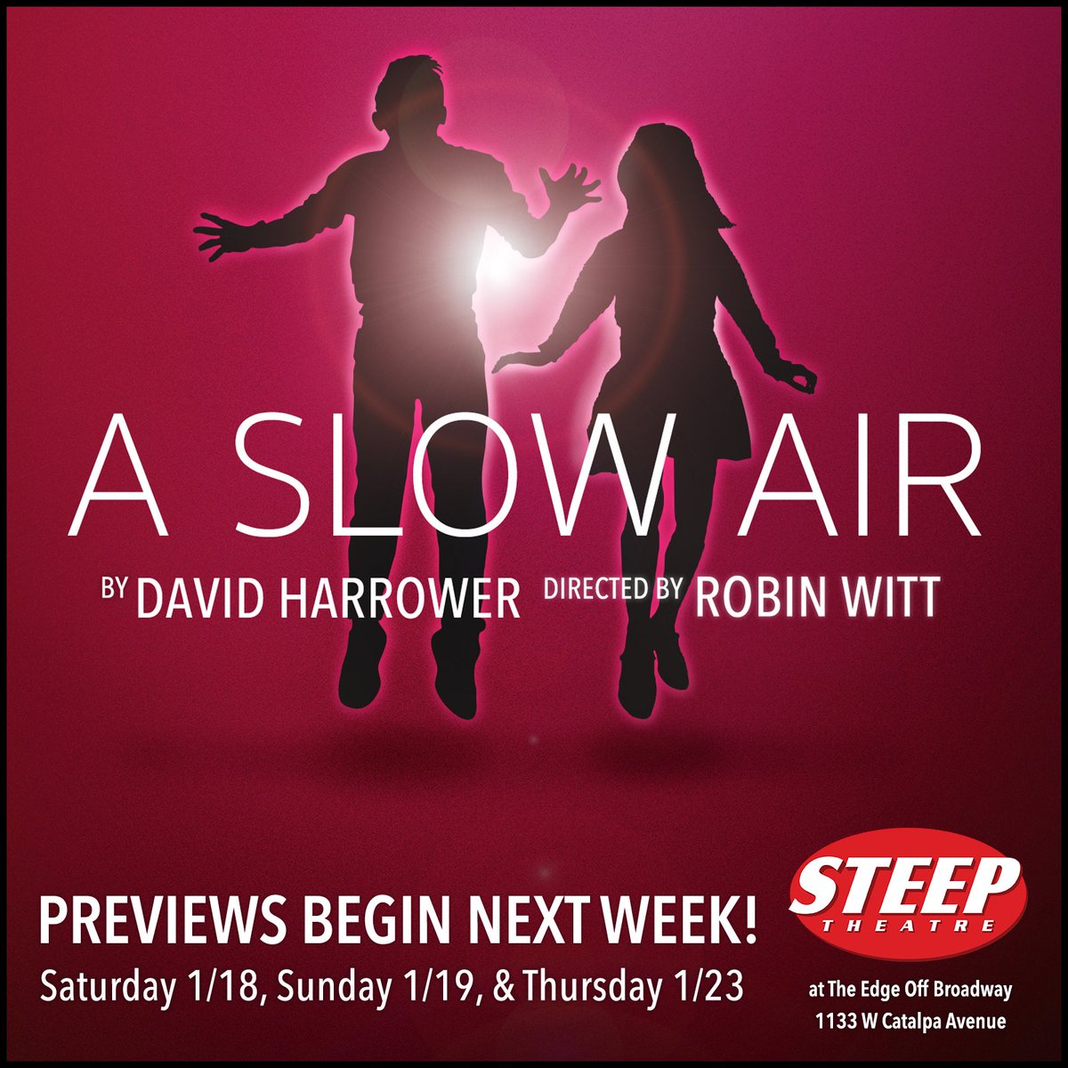 The wait is almost over! On January 24, the Chicago premiere of A SLOW AIR will officially open but preview performances start next week. For just $20, you could be one of the first to catch Steep's next gripping production - bit.ly/aslowair #chicagotheater #chicago
