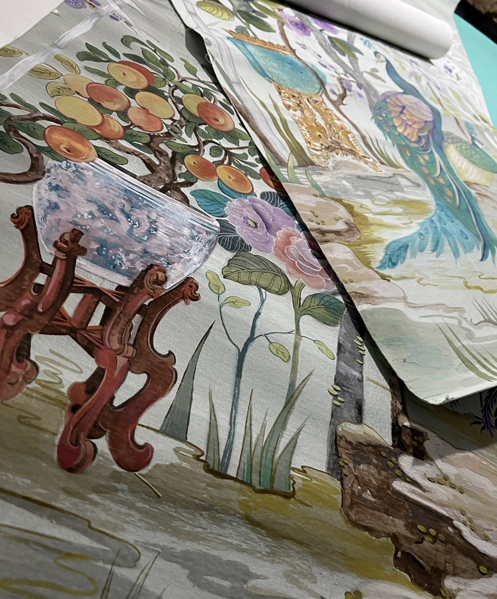 Deciding to
Say goodbye to
My beloved original artwork of 4 handpainted silk Chinoiserie panels. Soon on my website but contact me here if you are interested