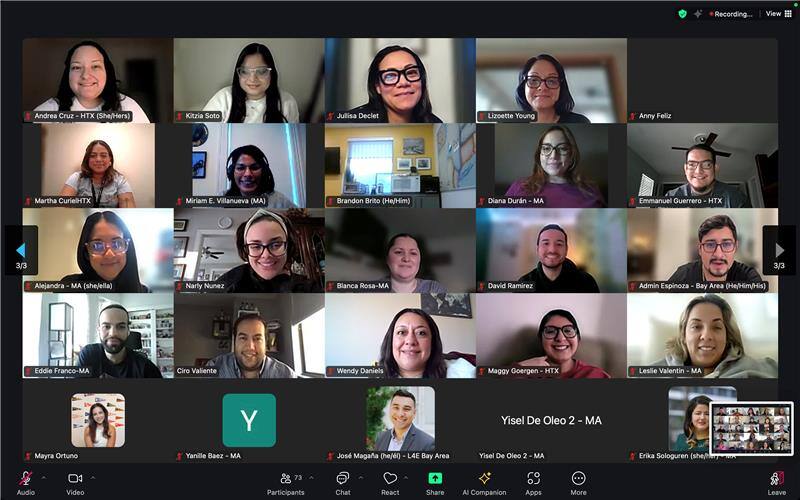 📸 Yesterday, our Aspiring Latino Leaders Fellowship kicked off its first session of the year! Fellows from the Bay Area, Houston, and MA came together virtually, full of passion and energy. Proud to see them shaping the future of education! #ConGanasWeCan
