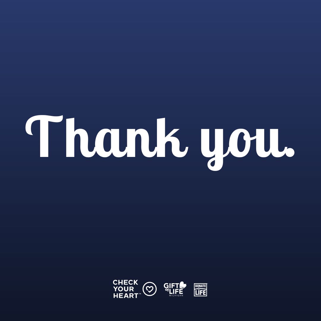 🌟 Today is International Thank You Day! 🌟

At Gift of Life Michigan, we are grateful every day for the heroes who make organ, eye and tissue donation possible. On this special day, we invite you to take a moment to reflect and express your gratitude.

#DonateLife