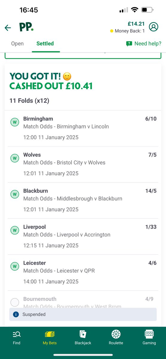 Shortfatchef's tweet photo. @AndyRobsonTips got a minute to help an amateur gambler? Stuck £1.20 on a 12 fold Accra but went 11 folds…is it as simple as my bet comes in if 11/12 are right? https://t.co/CgJ5xe0mK8