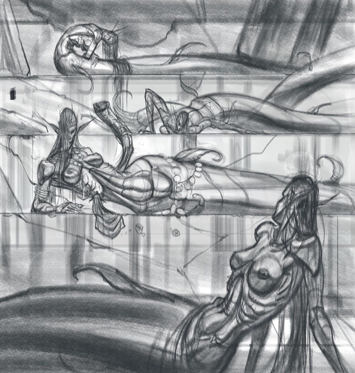 'Daughters of Dagon' WIP

Cleaning up some old ideas for illustrations and adding some structure to them.

I have way too many WIPs now tho 💀