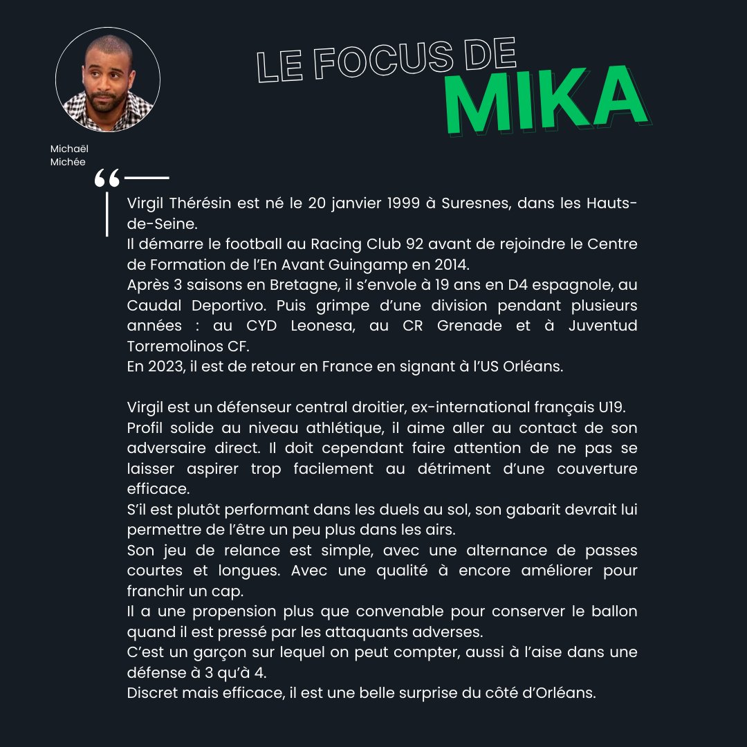 🇫🇷 Focus National 12/17

🇫🇷  Virgil Thérésin, 25 ans, Orléans, Défenseur central 

Ex-international U19 passé par l'Espagne qui se relance bien à Orléans

Bilan data et avis de <a href="/Michael_Michee/">Michaël Michée</a> 👇