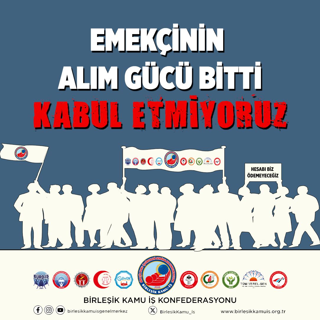 #hesabibizodemeyecegiz
Bizleri yok sayan bu sisteme karşı emeğin onurunu ve geleceğimizi savunmak için 13 Ocak'ta sahadayız.