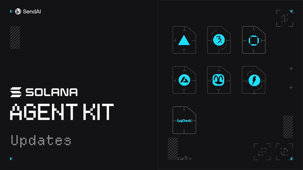 sendaifun's tweet photo. Solana Agent Kit keeps growing 🤖 

Here's what we added in the last 10 days 🧵 https://t.co/EpiyMLhmfw