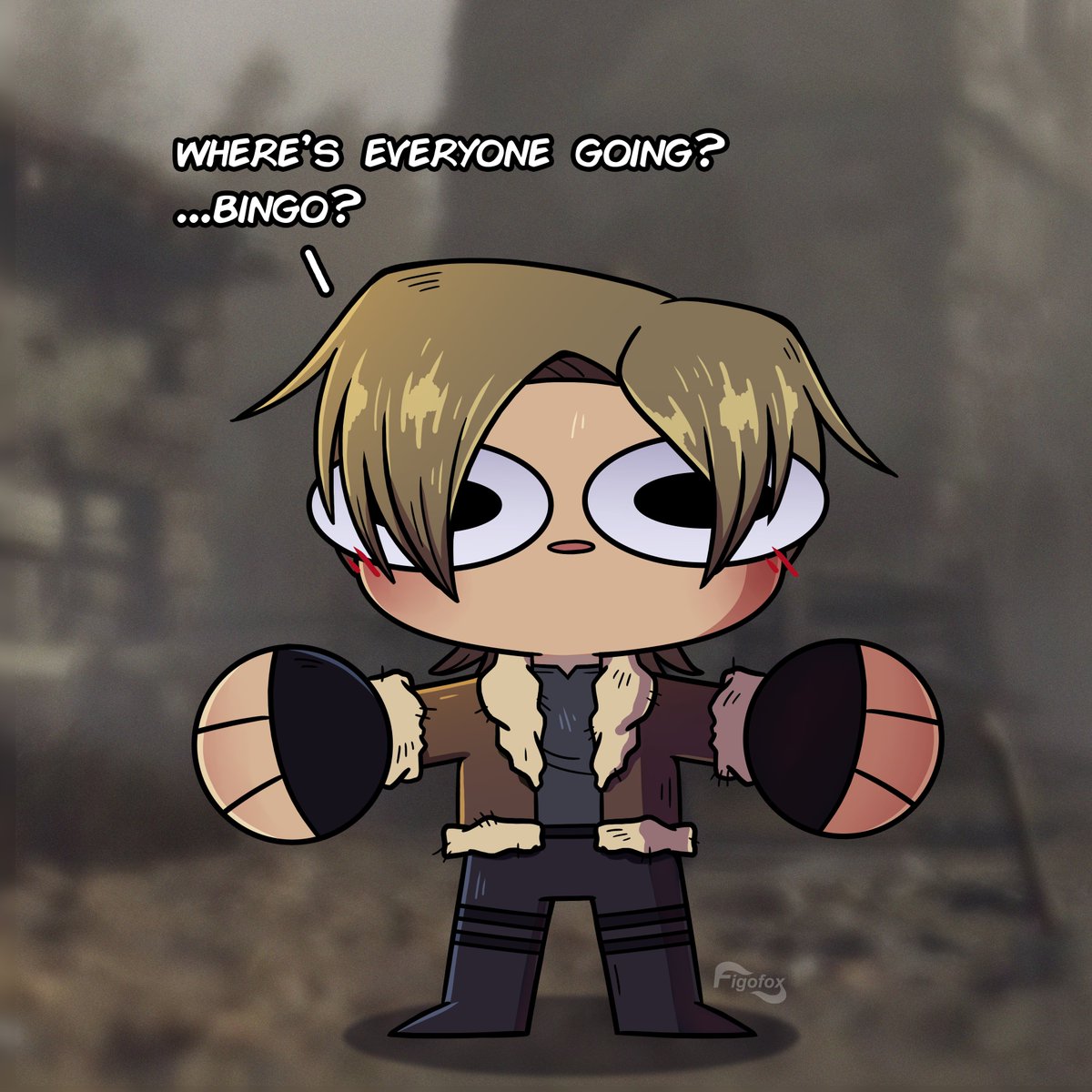 Figothefox's tweet photo. Happy 20th anniversary Resident Evil 4!
Can't believe it has been THIS long😭 Forever one of my comfort games💖

Here's an old drawing to celebrate!😊
(the background used is from the remake but let's just pretend it's from the og)

#REBHFun #ResidentEvil4 https://t.co/ato0qMFno8