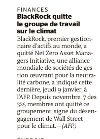 Sous la pression des Républicains et du lobby des énergies fossiles, Wall Street se désengage de la neutralité carbone.

L'alliance funeste de la finance et de l'extrême droite met en danger l'habitabilité de la planète.

Ils devraient pourtant le savoir : there is no planet B.