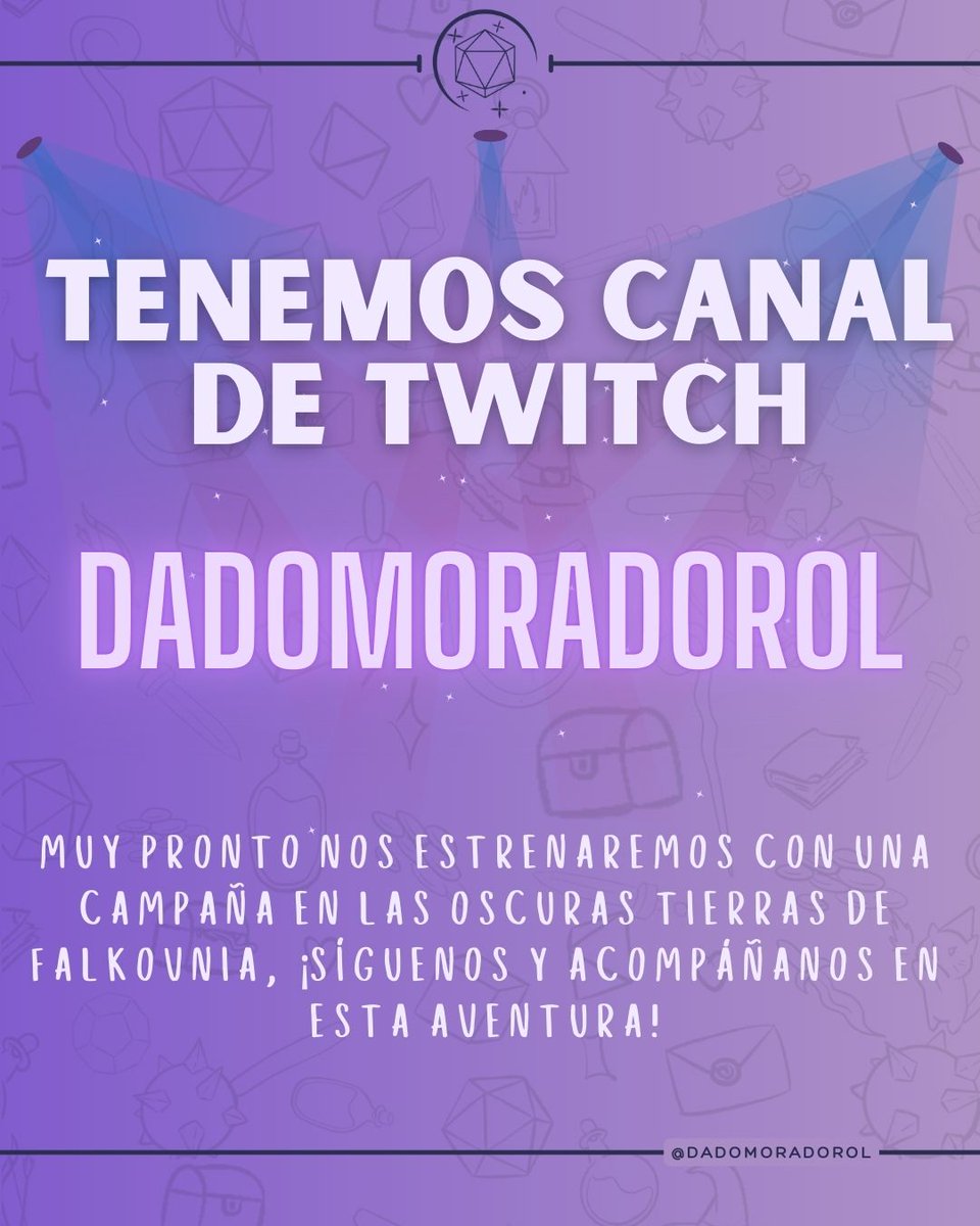 ¡Tenemos tuich! Pronto tendremos a
<a href="/FaustoRolero/">Fausto Rolero 🎲🦇</a> llevándonos de viaje por las oscuras tierras de Falkovnia. ¡Seguidnos y  enteraos de todas nuestras aventuras! Y desventuras, claro.