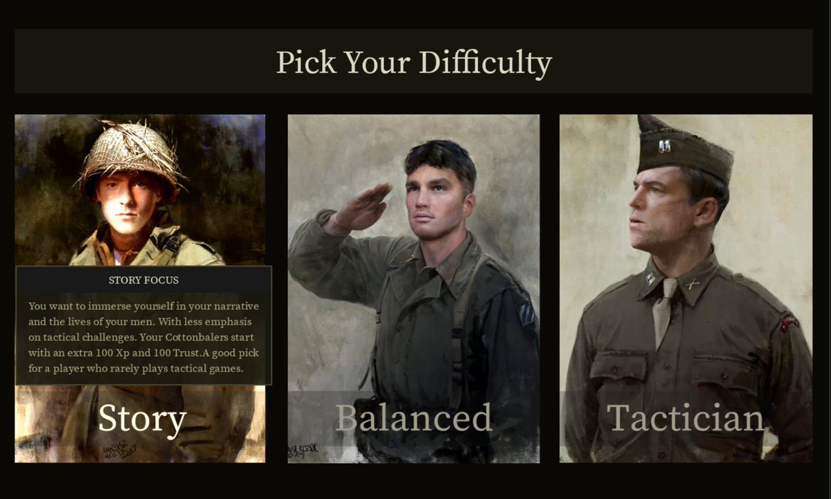 BurdenOfCommand's tweet photo. #MicroDevBlog #85
More frequent.
Less polished.
๐ซก
Adapting to YOUR needs
๐ซก
Playtesting applications have shown we have a diverse set of players. From those with a more narrative focus to hardcore grognards. We are experimenting with providing appropriate difficulty levels: https://t.co/8PKepYe0Rf