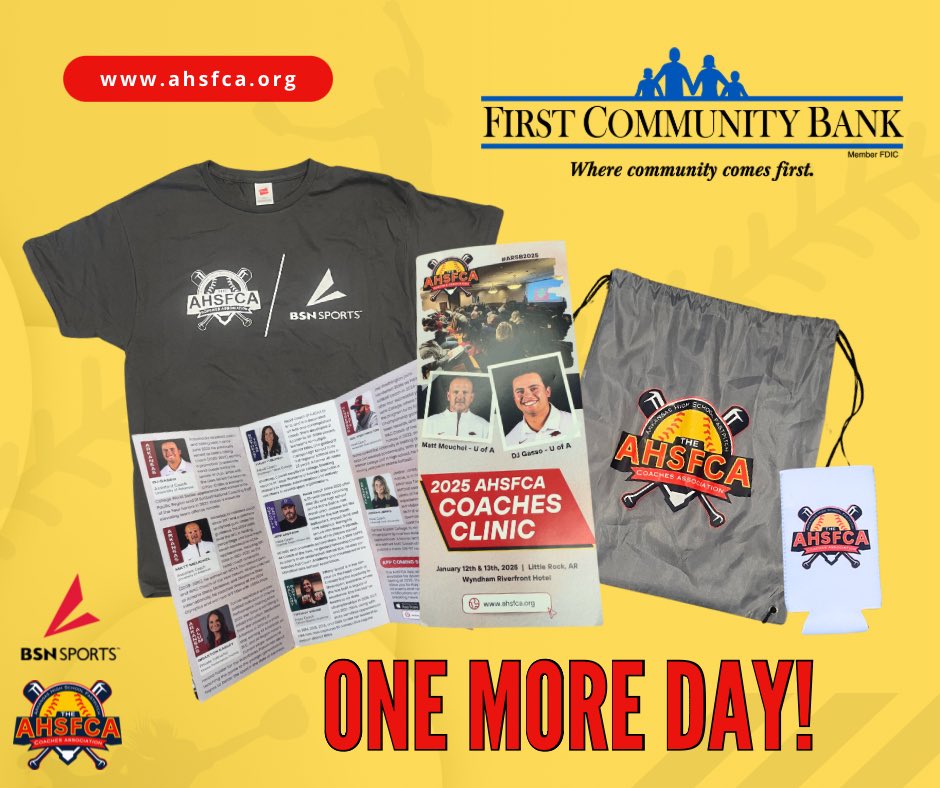 👀 👀 Coaches Clinic is TOMORROW! Our Board &amp; Exec. Committee have been working to ensure this event is a great experience for you, our coaches. Can’t wait to see you there!

🚨 Reminder! 
⏰ Registration begins at 12:30 PM
👤 Braxton Easley at 1:30 PM
💻 ahsfca.org