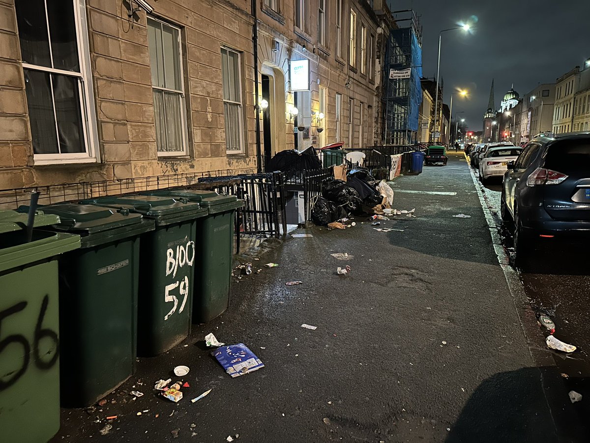 Hi <a href="/MyGlasgowCC/">Glasgow City Council Help</a> , so the bins on Berkeley St between Elderslie and Granville streets have now been emptied - but you’ve left three weeks worth of overspill on the pavements. What, exactly, are residents expected to do about this? <a href="/AngusCMillar/">Angus Millar</a>