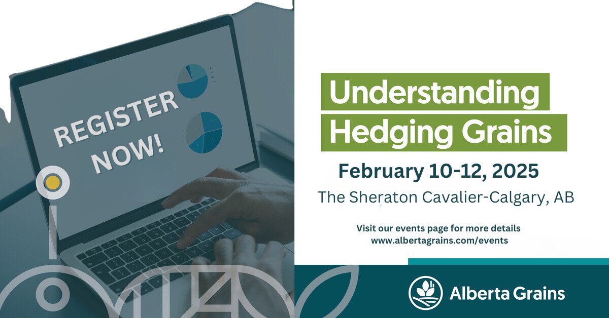 AlbertaGrains's tweet photo. 🌾 Ready to enhance your grain market strategies? Tickets for our hands-on hedging event are now available! Don’t wait – secure your spot today and get ready to learn from the best! #Farmers #GrainHedging #AgLearning
Register Now!
https://t.co/U8ihCGonkL https://t.co/HjS7KE7G2e