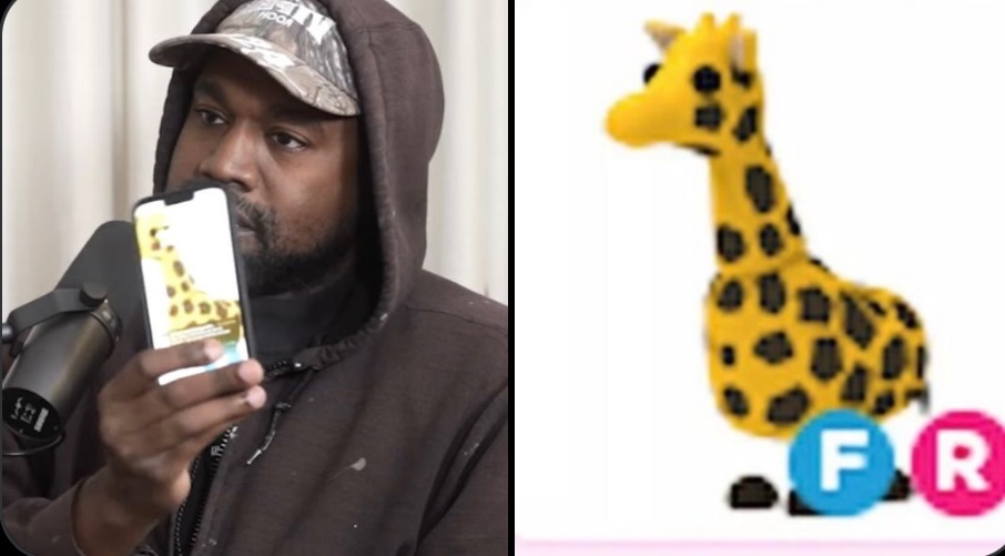 TheUpliftA's tweet image. y’all remember when kanye west had an adopt me giraffe as his phone wallpaper 😭