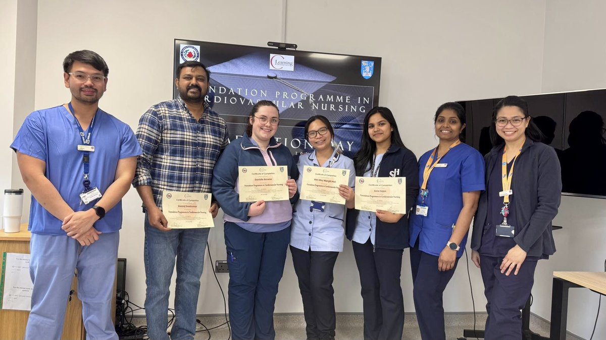 VjoyDabs's tweet photo. Presenting our new batch of graduates from our 20-week Foundation Programme in Cardiovascular Nursing 👩‍🎓👨‍🎓What a good way to start the year! Congratulations 🎉 All the best in your careers! #SJHNursing @stjamesdublin @SJHDoN https://t.co/QrghSWTdCY