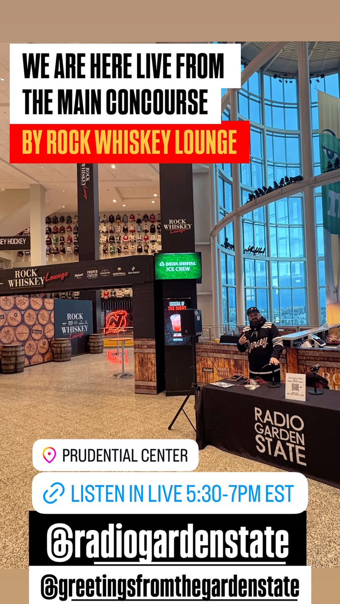 At <a href="/PruCenter/">Prudential Center</a> with <a href="/RGSRadioNJ/">Radio Garden State</a> for the <a href="/NJDevils/">New Jersey Devils</a> game 530-7PM EST listen in radiogardenstate.com