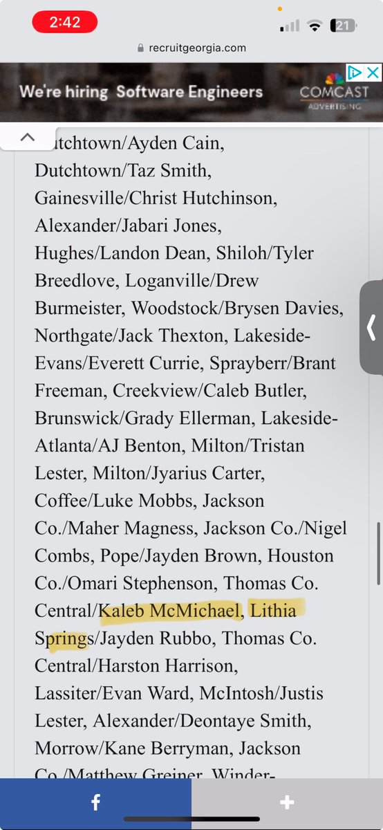 kaleb mcmichael (@kalebmcmichael7) on Twitter photo Blessed to be named 5A All State- Honorable Mention
<a href="/LithiaF/">Lithia Springs Football</a> <a href="/CoachJFisc/">Coach Fiscus</a> <a href="/CoachRyan_5/">St. Clair Ryan Jr.</a> <a href="/Get__Recruited/">Get Recruited</a> <a href="/gobigrecruiting/">Go Big Recruiting</a> <a href="/RecruitGeorgia/">Recruit Georgia</a>
Highlights
hudl.com/v/2QiXVy Blessed to be named 5A All State- Honorable Mention
<a href="/LithiaF/">Lithia Springs Football</a> <a href="/CoachJFisc/">Coach Fiscus</a> <a href="/CoachRyan_5/">St. Clair Ryan Jr.</a> <a href="/Get__Recruited/">Get Recruited</a> <a href="/gobigrecruiting/">Go Big Recruiting</a> <a href="/RecruitGeorgia/">Recruit Georgia</a>
Highlights
hudl.com/v/2QiXVy