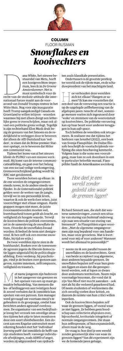 Floor Rusman laat in NRC zien dat je een hele goede column kunt schrijven zonder te polariseren. Leestip!