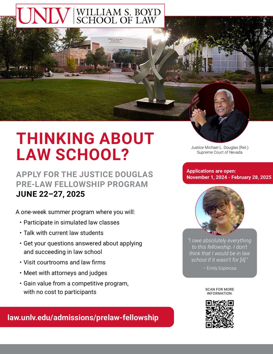 UNLVINGG's tweet image. Share with those who may be interested in law school - this is a great program to see if it is a fit for you! 👇🏽
#BoydLaw #PreLaw #IndianLaw