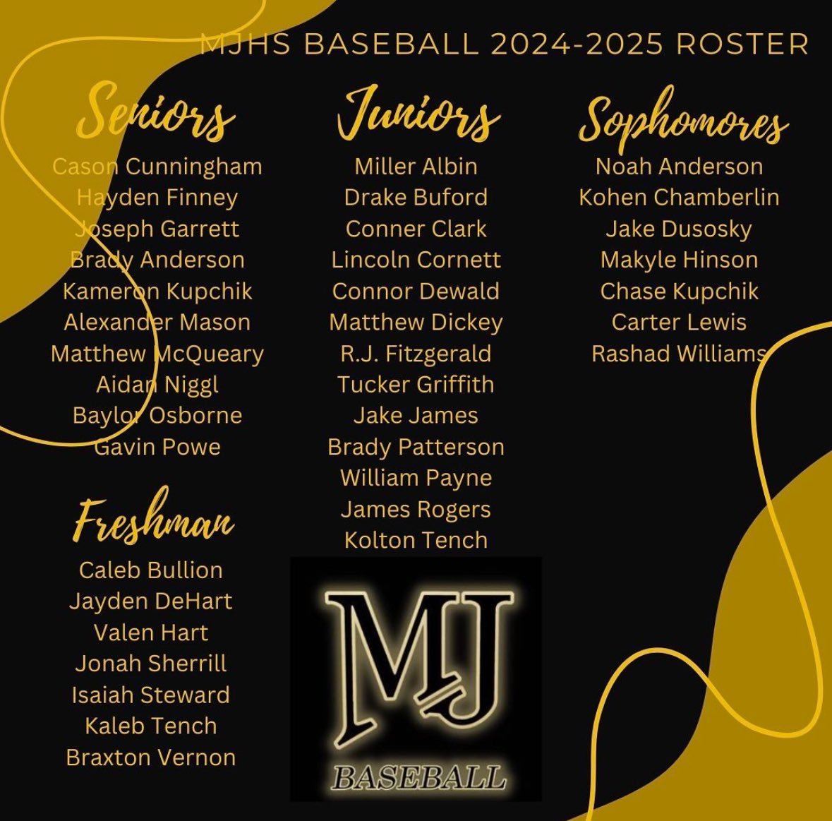 2024-2025 Mount Juliet Baseball Roster