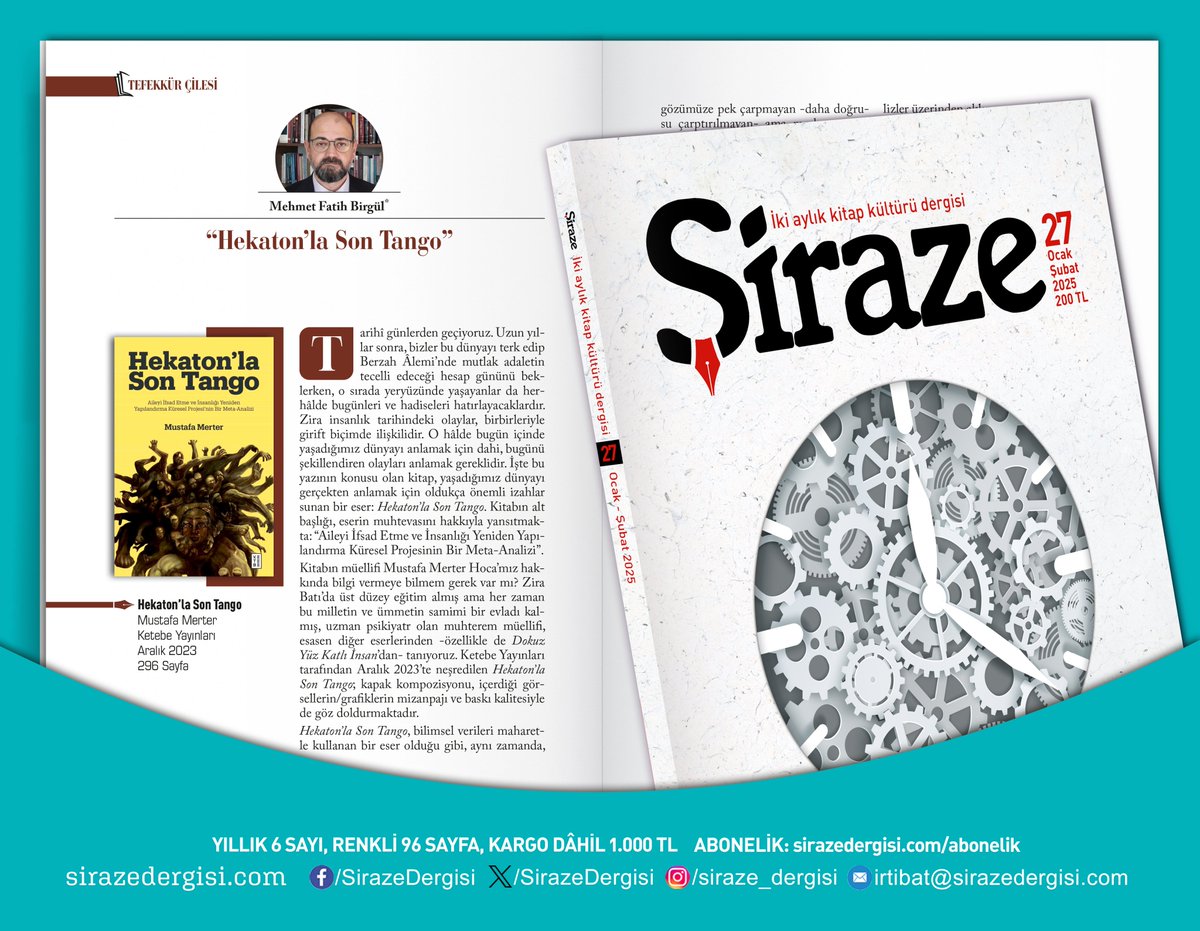 #Şiraze'nin 27. sayısında Prof. Dr. Mehmet Fatih Birgül, Dr. Mustafa Merter'in Ketebe Yayınları'ndan çıkan "Hekaton’la Son Tango" adlı kitabını değerlendirdi.

Abonelik: sirazedergisi.com/abonelik
Temin: sirazedergisi.com/temin
