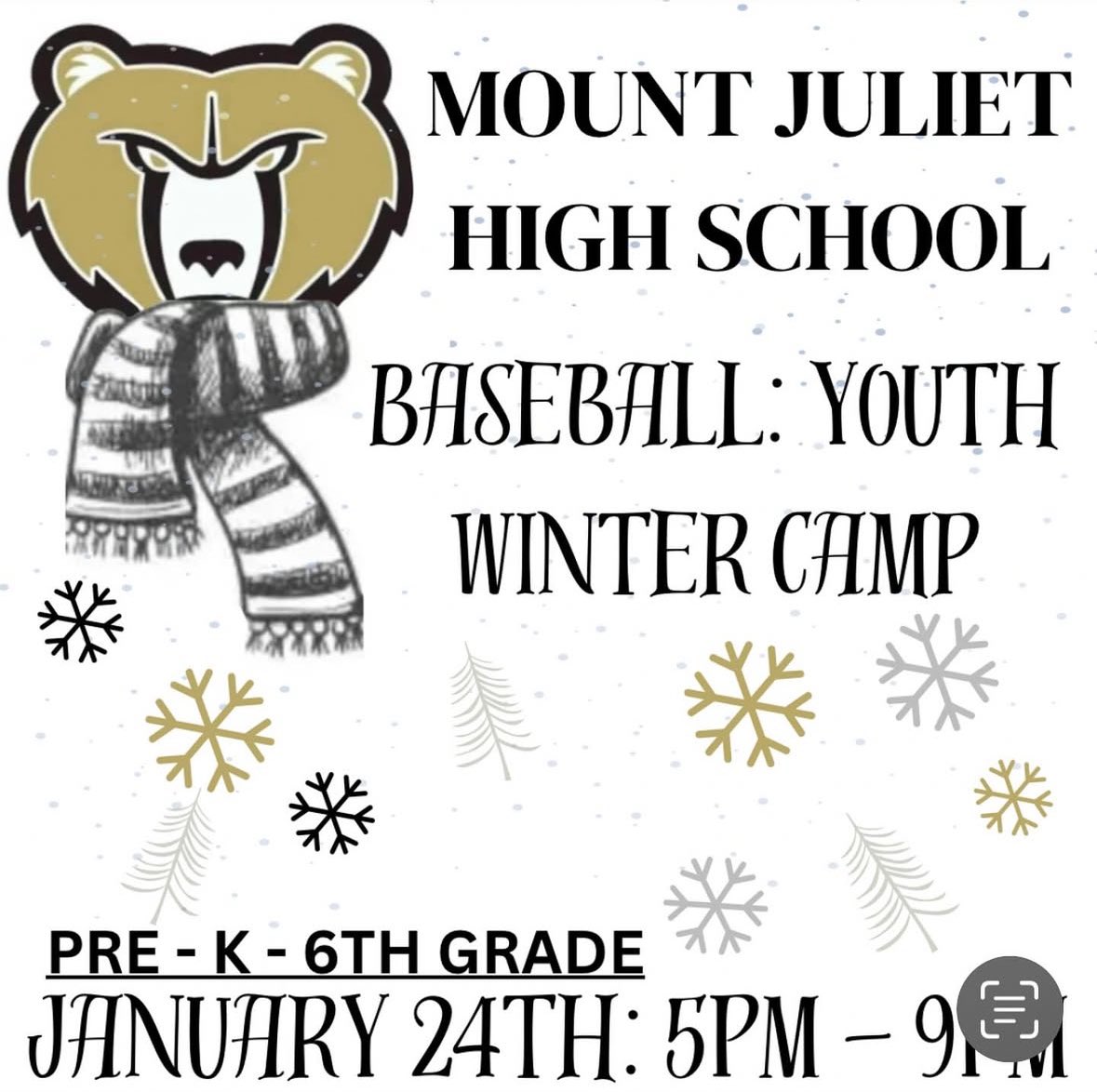 mibearsbaseball Winter is coming, so you know what that means! Baseball Winter Youth Camp is back! Bring your child out to have some baseball fun with our one and only Mount Juliet Golden Bears Baseball Team! #goldenbearsbaseball

mjhsbaseball.givebacks.com/store/items/