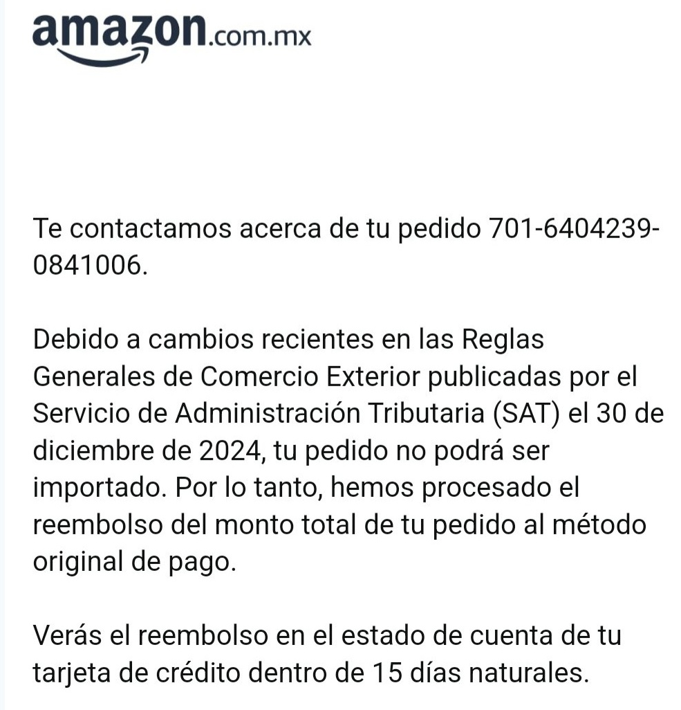 Empecemos a acostumbrarnos esto. Gracias a nuevas reglas y aranceles al Comercio Exterior por parte del <a href="/SATMX/">SATMX</a>. Mercancías retenidas y retrasos en nuestros envíos.👏👏