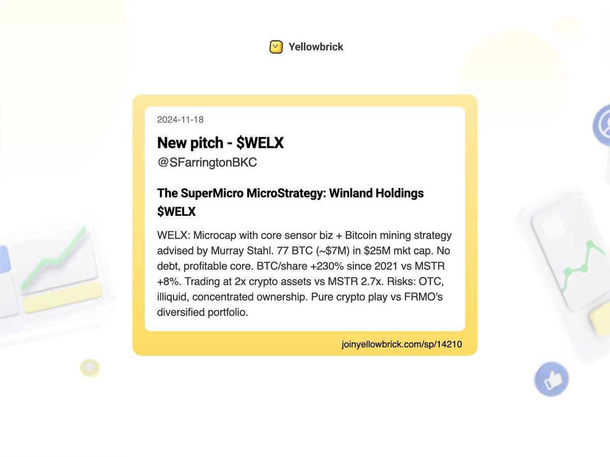 joinyellowbrick's tweet photo. @pernasresearch @realLigerCub @blondesnmoney @david_katunaric @evfcfaddict $WELX by @SFarringtonBKC https://t.co/f21mGyJmYT